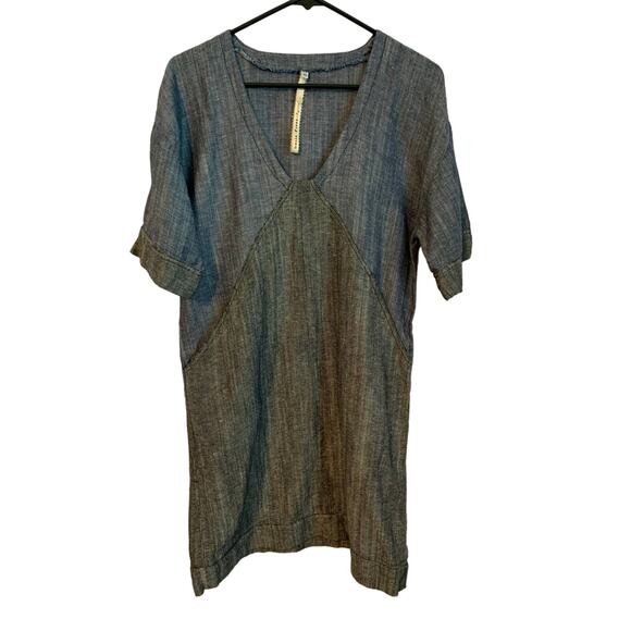 Uncle Frank Anthropologie Small Dress Denim Blue Pockets Boho Lagenlook Chic - Picture 1 of 5